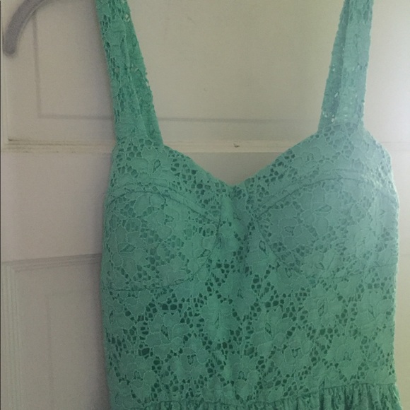 Teal, lace dress with an open lace back - Picture 2 of 5